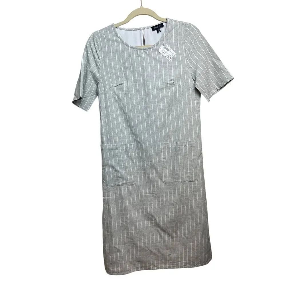 Roolee Grey White Plaid Shift Dress NWT Sz. S